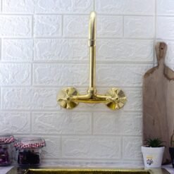 Unlacquered Brass Kitchen Wall Mount Faucet ISF43, Laundry Faucet