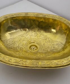 Solid brass bathroom vanity moroccan sink, kitchen gold drop in customizable sink (17”x13”)