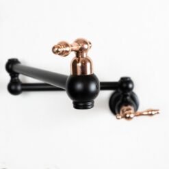 Black Brass Pot Filler Kitchen Faucet With Copper Lever Handle
