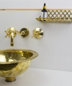 Wall Mount Vintage Bathroom Faucet Handmade Unlacquered Brass Faucet IBF03