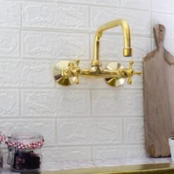 moroccan brass wall-mount bridge faucet kitchen faucet