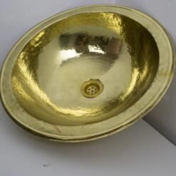 Handcrafted hammered round solid brass sink, drop in customizable brass kitchen sink (16,125”)