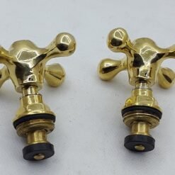 Set Of 2 Handmade Brass Solid Faucet Handles - Valve Handles - Cross Handle Set