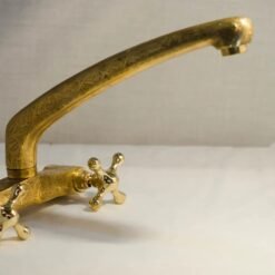 wall mount tub filler with two cross handles, hand etched