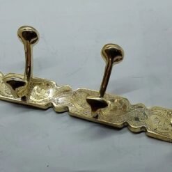 Engraved Brass Solid Coat Hanger With Three Or Four Hooks - Clothes Hooks Wall Mount - 100% Moroccan