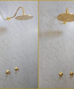 Unlacquered brass wall mounted shower faucet set with arc shower arm- handmade shower system