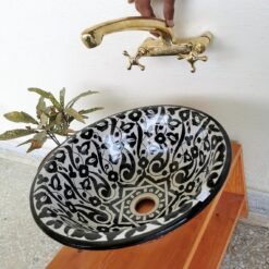 Basin ceramic sink + unlacquered brass faucet .& wall mount brass faucet with your measurements