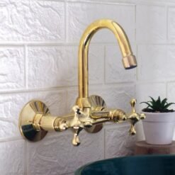 brass wall mount bathroom faucet, unlacquered faucet