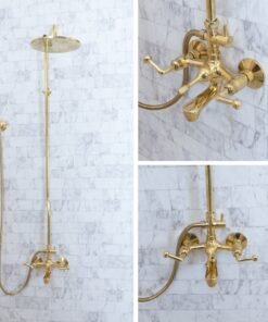 Unlacquered brass shower tub filler