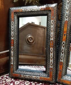 Moroccan Mirrors, 100% Handmade, Wall Mirror, Engraved Metal/Bone/Wood