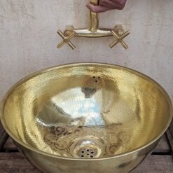 Unlacquered Handmade Moroccan Brass bathroom Sink With Customizable Sizes