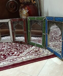 Moroccan Mirrors, 100% Handmade, Wall Mirror, Engraved Metal/Bone/Wood