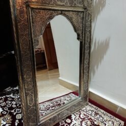 Moroccan Mirror, 59cm/40cm, 100% Handmade, Silver Color, Wall Mirror, Engraved Metal