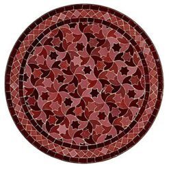 Handmade Mosaic Black and Red Outdoor Dining Table with Mosaic