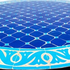 Handcrafts Round Blue Mosaic Tile Dining Room table