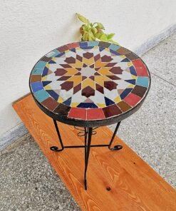 Garden Patio Handmade Outdoor Decor Table - CUSTOM Mid Century Table- Farmhouse Handmade Colorful Artwork