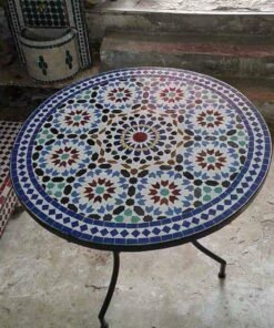 Moroccan Round Outdoor Mosaic Patio Bistro Tile Dining Table