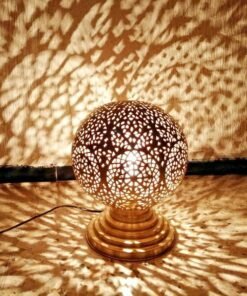 Moroccan Spherical Night Light Oriental Brass Table lamp Lampshade Handmade,Moroccan Table Lamp, Handmade Brass Lamp Style Modern lamp Vtg
