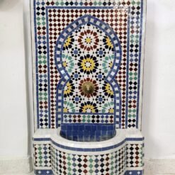 HUGE Garden Patio Rustic Outdoor Wall Water Fountain - Mosaic Artwork - Handmade Wall Fixable Fountain