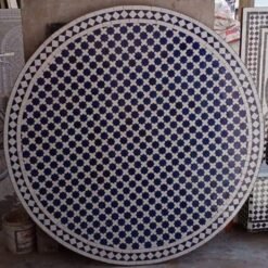 Personalized Handmade Blue and White Mosaic Rustic Coffee Table For Outdoor