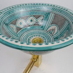 Ceramic Handmade Table Top vessel Sink Hand Painted Moroccan Washbasin for Bathroom