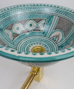 Ceramic Handmade Table Top vessel Sink Hand Painted Moroccan Washbasin for Bathroom