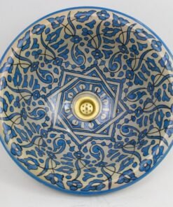 Pottery Handmade Vessel Sink Painted Moroccan Washbasin for Bathroom and guest bathroom