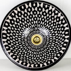 Pottery Handmade Vessel Sink Painted Moroccan Washbasin for Bathroom and guest bathroom
