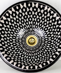 Pottery Handmade Vessel Sink Painted Moroccan Washbasin for Bathroom and guest bathroom