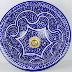 Pottery Handmade Vessel Sink Painted Moroccan Washbasin for Bathroom and guest bathroom