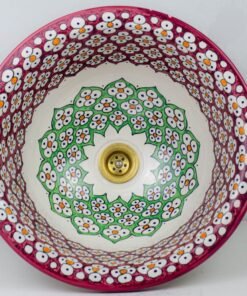 Pottery Handmade Vessel Sink Painted Moroccan Washbasin for Bathroom and guest bathroom