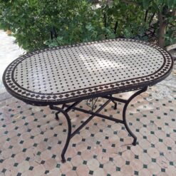 CUSTOMIZABLE Oval Mosaic Table - Crafts Mosaic Table - Mosaic Table Art - Mid Century Zellije Table