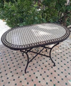 CUSTOMIZABLE Oval Mosaic Table - Crafts Mosaic Table - Mosaic Table Art - Mid Century Zellije Table