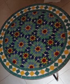 Moroccan Bistro Coffee Table with Handmade Mosaic Art
