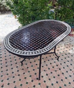 CUSTOMIZABLE Oval Mosaic Table - Crafts Mosaic Table - Mosaic Table Art - Mid Century Zellije Table - Handmade - GIFT