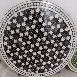 Handmade Moroccan Black and white Outdoor Dining Table with Mosaic
