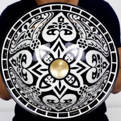 Pottery Handmade Vessel Sink Painted Moroccan Washbasin for Bathroom and guest bathroom