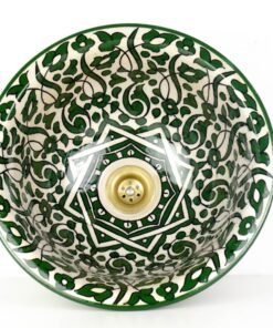 Pottery Handmade Vessel Sink Painted Moroccan Washbasin for Bathroom and guest bathroom