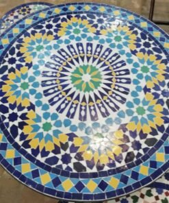 Moroccan Bistro Coffee Table with Handmade Mosaic Art