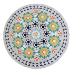 Mosaic Handmade Floral Tiles Patio Bistro Round Garden Table
