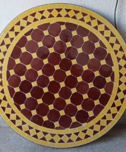Moroccan Handmade Round Red & Yellow craft Mosaic Patio Tiles Table