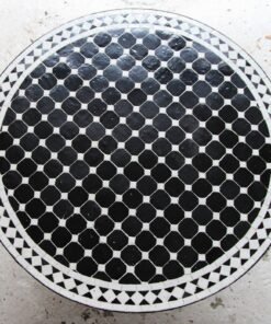 Handmade Moroccan Round Black & white Bistro Table with Mosaic Tiles For Outdoor