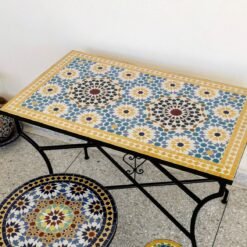 CUSTOMIZABLE LowHigh Rectangular Mosaic Table - Crafts Mosaic Table - Mosaic Table Art - Mid Century Zellije Table -