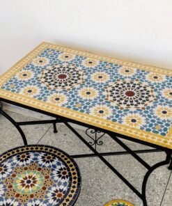 CUSTOMIZABLE LowHigh Rectangular Mosaic Table - Crafts Mosaic Table - Mosaic Table Art - Mid Century Zellije Table -