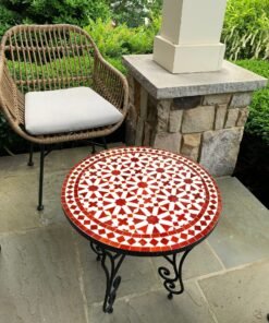 Burgundy Mosaic Table, Customizable Height Table For Outdoor And Indoor