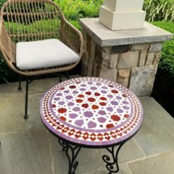 CUSTOMIZABLE Purple and Pink Mosaic Table - Crafts Mosaic Table - Mid Century Mosaic Table