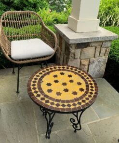 Brown And Yellow Handmade Mosaic Table, Outdoor & Indoor Coffee Table