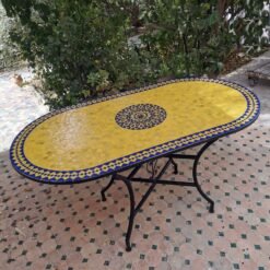CUSTOMIZABLE Oval Mosaic Table - Crafts Mosaic Table - Mosaic Table Art - Mid Century Zellije Table - Handmade - GIFT