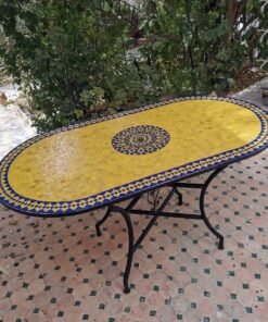 CUSTOMIZABLE Oval Mosaic Table - Crafts Mosaic Table - Mosaic Table Art - Mid Century Zellije Table - Handmade - GIFT