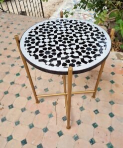CUSTOMIZABLE Mosaic Table - Crafts Mosaic Table - Black and White Mid Century Mosaic Table